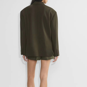 Trajes y Blazers Oversize para Mujer en Verde Oliva, Blazer de Corte Holgado con Solapa de Muesca y Cierre de un Solo Botón, Estilo Minimalista, Casual Elegante para el Trabajo - Product Image 5