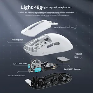 Tấn Công Cá Mập <span class=keywords><strong>X3</strong></span> Trọng Lượng Nhẹ Không Dây RGB E-Thể Thao Chuột Chơi Game Paw3395 Mini 3D Phong Cách Quang Học Cho <span class=keywords><strong>USB</strong></span> Bt LED Máy Tính Xách Tay Máy Tính Để Bàn - Product Image 3