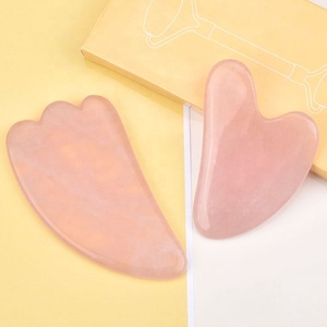 Benutzer definiertes Logo Gesichts massage werkzeug Natürliches Rosenquarz Gua Sha Stein Gesichts massage gerät - Product Image 1