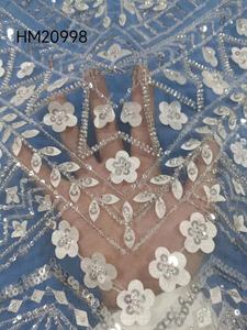 डीलक्स बेडेड लेजर फूलों की शादी फीता कपड़े नए थोक ब्राइडल घूंघट कपड़ा - Product Image 3