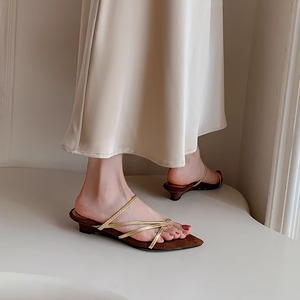 <span class=keywords><strong>Sandalias</strong></span> de cuña antideslizantes de estilo romano para <span class=keywords><strong>mujer</strong></span>, de doble uso, con punta en pico, color sólido, <span class=keywords><strong>doradas</strong></span>, con tiras, para verano 2026 - Product Image 3