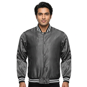 Wholesale Custom Team Sports Jacket White Blue Custom Baseball Men's Varsity Satin Jackets Customized <b>Top</b> Quality Satin Jackets - Product Image 1