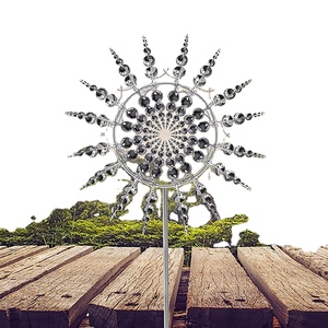Decoración de Jardín, Molino de Viento Luminoso de Metal para Exteriores, Color Blanco Artístico | - Product Image 1