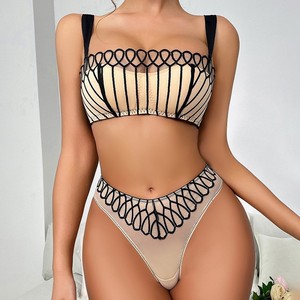 Lingerie sexy transfrontalière, soutien-gorge français fin à demi-bonnet brodé, enveloppe la poitrine, effet push-up, garing - Product Image 1