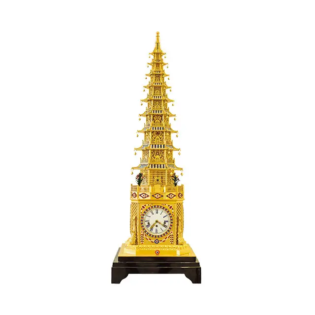 Relógio de chão banhado a ouro de cobre puro antigo com design de luxo personalizado para decoração de sala de estar
