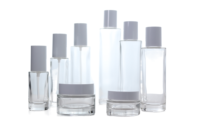 Ensemble de soins de la peau rose dégradé de couleur personnalisé de haute qualité emballage bouteille en verre de lotion vide rose avec bouchon