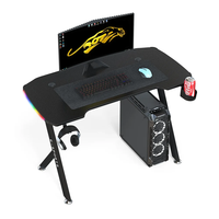 Table de jeu informatique moderne Wquantum KY-2 en métal RGB avec plateau en bois, porte-gobelet, design en Y, de Guangdong pour l'e-sport