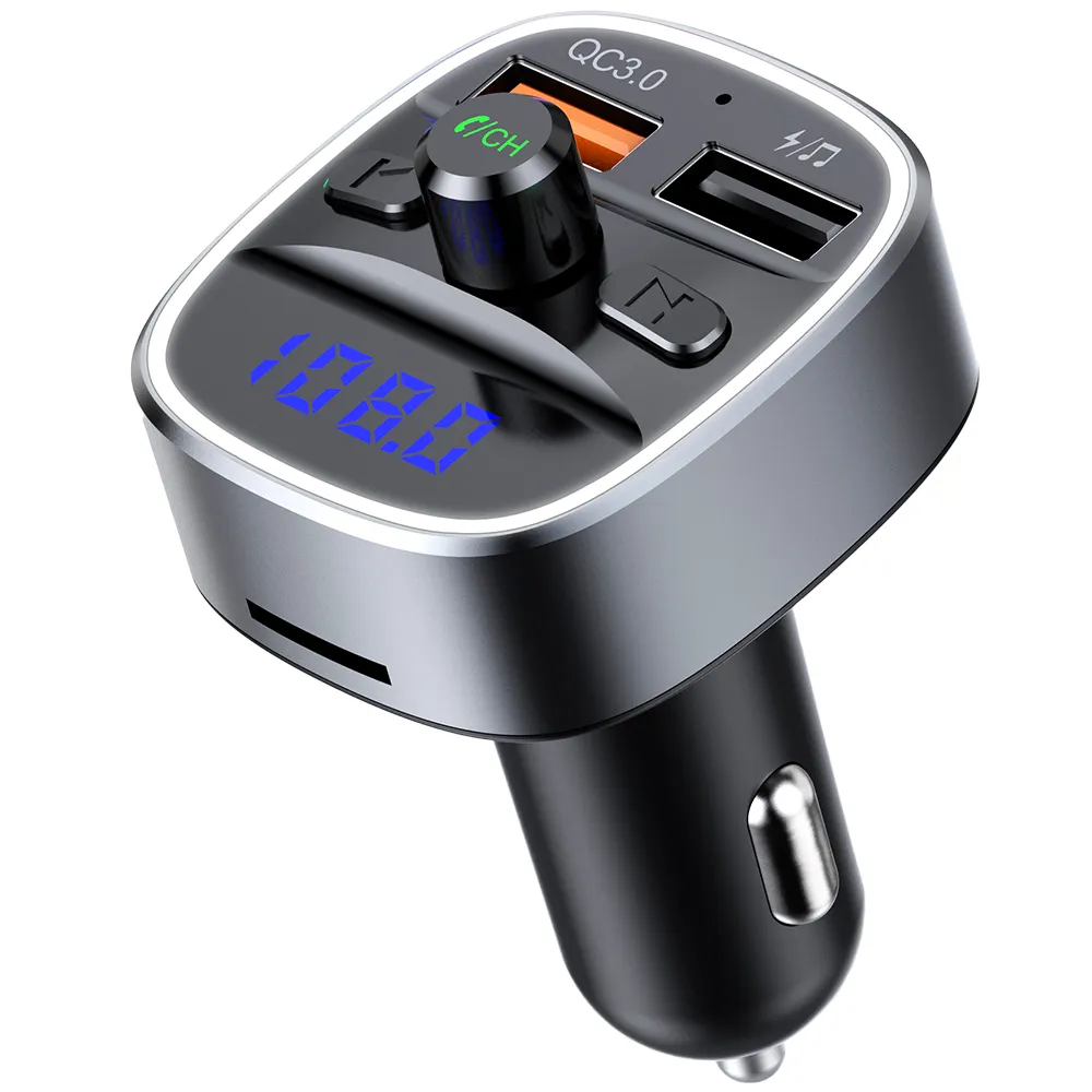 AGETUNR T25Q Bluetooth 5.0 FM Transmitter Dual USB Car Charger Great QC3.0 Quick Charge Mini Bluetooth Car Mp3 Player