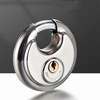 Cadenas à disque haute sécurité 70 mm, cadenas à disque en acier inoxydable trempé, forme ronde, étanche, argenté, pour porte