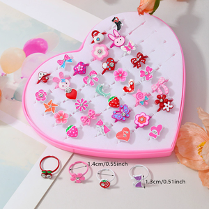 Set Cincin Semprot Cat Kartun Terbaru Warna-warni Lucu dengan 12Pcs/36Pcs Berbagai Ukuran Perhiasan Fashion - Product Image 1
