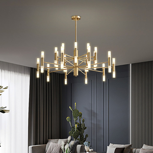 Lampadario Nordic Art Villa per <span class=keywords><strong>Soggiorno</strong></span>, Ingresso, Ristorante, in Vetro Dorato con Candele - Product Image 3