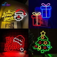 Enseigne néon LED de Noël 3D, texte statique monochrome, alimentation USB, décoration murale, design bois de renne pour la maison et les fêtes