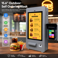 Terminal de point de vente tactile avec imprimante thermique et scanner de code QR étanche pour la restauration rapide, machine de commande automatique pour hamburger, 15,6 pouces