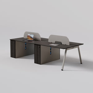 开放式办公家具模块化2 4 <span class=keywords><strong>6</strong></span>人工作站办公桌家具工作桌，带金属皮革腿 - Product Image 4