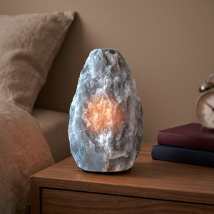 Lampe en sel de l'Himalaya gris naturel OEM avec base en bois et variateur d'intensité pour la décoration et les cadeaux – Lampes en sel gris pour la chambre - Product Image 1