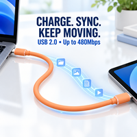 Câble de charge rapide USB C 60W, câble de données USB C entièrement en silicone, cuivre étamé, souple, personnalisable pour ordinateurs portables, tablettes et téléphones