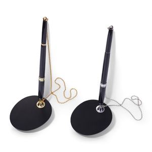 Hotel Counter Office Desk Stand Metal Sign Ballpoint Table Custom <b>Gel</b> Pens <b>Kit</b> 0.5mm Black Ink With Chain - Product Image 1