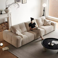 Canapé moderne à dossier réglable sur mesure Meubles de salon en chenille en tissu doux Canapé nuage beige style crème pour la maison