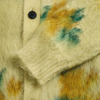 Cardigan Premium pour Homme en Laine Mohair à Col en V, Motif Floral, Simple Boutonnage, Coupe Oversize, Tricoté pour l'Automne, Logo Personnalisé, Faible MOQ