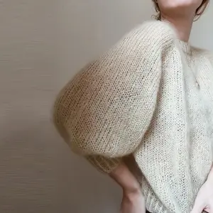 Suéter de mezcla de lana de Mohair hecho a mano, supergrueso