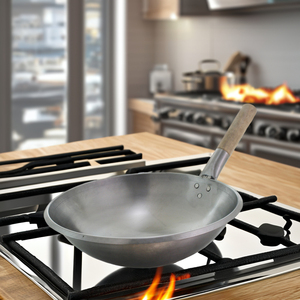 13 \ "<span class=keywords><strong>King</strong></span> <span class=keywords><strong>Wok</strong></span> Mango de madera individual <span class=keywords><strong>Wok</strong></span> de hierro fundido Acero al carbono Patrón redondo Olla para estufa de gas para cocina en el hogar y restaurante - Product Image 5