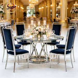 Mesa de Comedor Redonda de Acero Inoxidable con Patas Metálicas para Eventos y Banquetes - Product Image 6