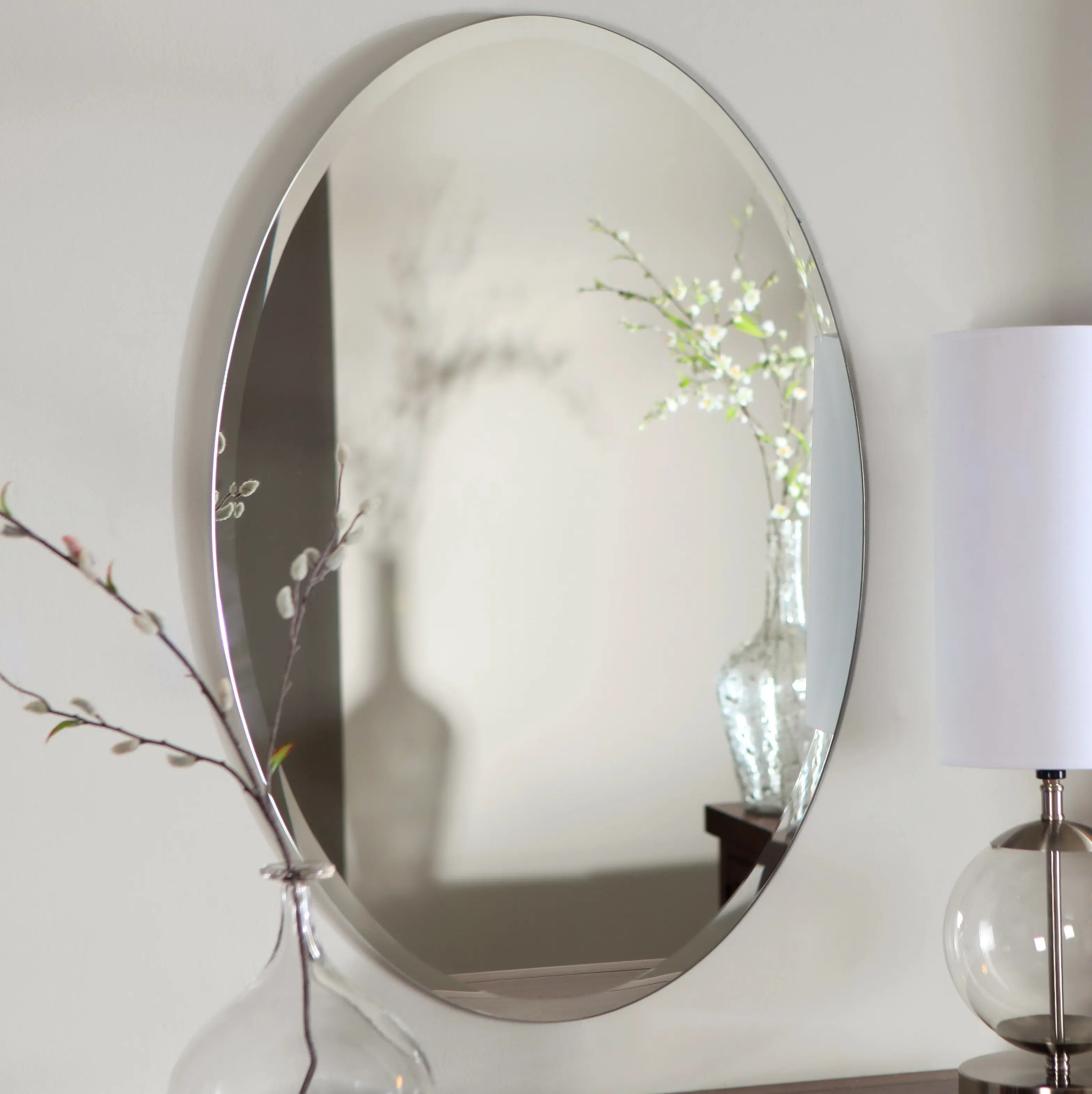 Cermin oval miring murah atau cermin bentuk kustom untuk rumah