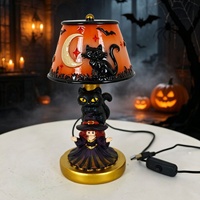Lampe de table style vitrail Halloween, décoration de dessin animé citrouille, fantôme, chauve-souris, squelette pour la maison et le bureau