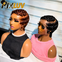 Perruques Pixie Cut de 10 pouces en cheveux humains, Lace Front, Afro Bouclées, Full Lace, Couleur Naturelle pour Femmes Noires, Sans Colle