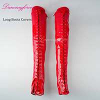 Noir mat cuisse haute sur le genou bottes en acier Tube passerelle chaussettes à talons hauts pôle supérieur danse talon botte couvre