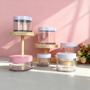 High Quality 100g 120g 150g Wide Mouth Thick Walled PET <b>Plastic</b> <b>Jar</b> with pink Lid Silk Screen 200g 250g 300g Cosmetic Cream <b>Jar</b> - Product Image 4