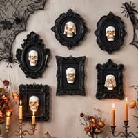 Ornement mural 3D squelette gothique sombre en relief, cadre noir, artisanat en résine, décoration murale artistique originale pour chambre, salon, maison