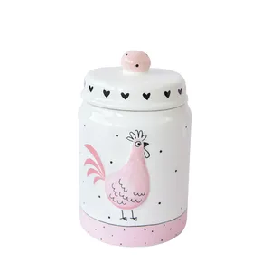 Pink Easter Rooster Hen Chicken Treat Keksdose S M Keramik Deko Aufbewahrung flaschen & Gläser Abdeckung> 10 Verpackung mit Punkt Herz