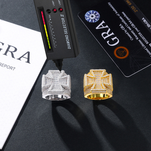 Anillo de Moda Hip Hop, Chapado en Oro, Plata de Ley 925, Diamante Moissanita VVS, Anillo Cruzado <span class=keywords><strong>Maltese</strong></span> Brillante para Hombre - Product Image 3