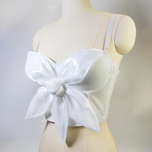 8920 Débardeur <span class=keywords><strong>Bustier</strong></span> Femme à Col en V en Dentelle, Style Doux, avec Nœud Papillon 3D, Grandes Fleurs et Baleines, Séchage Rapide - Product Image 5