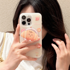 Funda Magnética Rígida para Teléfono con Diseño de Croissant de Dibujos Animados, Funda Protectora a Prueba de Golpes para iPhone 13 14 15 16 Pro Max para Mujer - Product Image 3