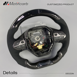 Volante Deportivo Personalizado de Fibra de Carbono con LED Inteligente e Indicador de RPM, con Empuñaduras de Microfibra Negra para Peugeot 508 GT SW GT Line 308 2017-2026 - Product Image 3