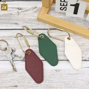 Stocked Diamond Shaped PU Leather <b>Keychain</b> with Durable Metal Hook Car Keyring Anniversary Gift for Him - Product Image 3