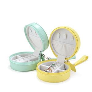 Mini Jewelry Box Portable Jewelry Organizer Pretty Round Velvet Travel Jewelry Box
