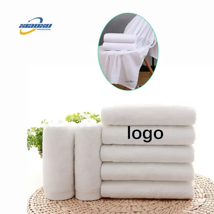 Luxe Witte Dikke 100% Katoen Douche Custom Logo Borduurwerk Spa Hotel Handdoek Voor Kapsalon