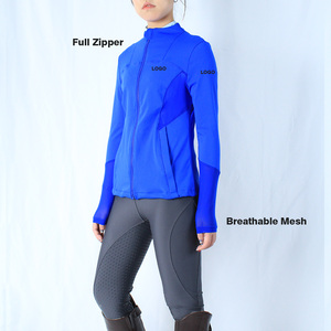 Chaqueta de equitación personalizada para mujer, transpirable, con cuello alto, manga larga, cremallera completa, deportiva, para exteriores. - Product Image 1