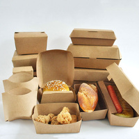 Caja para Hamburguesas Personalizada para Restaurantes, Desechable, Impermeable, de Materiales Reciclados, con Logotipo en Relieve, Contenedor de Alimentos, Caja de Almuerzo de Papel Kraft
