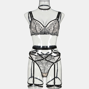 Ensemble de lingerie sculptante cinq pièces en maille polyester brodée de dentelle florale sexy pour femme, haute qualité - Product Image 5