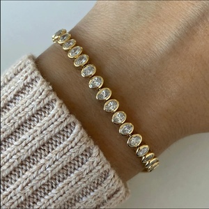 Bracciale Tennis con Zirconia Cubica Ovale, Gioielli di Moda in Argento Sterling 925, Resistenti all'Ossidazione e Impermeabili - Product Image 2