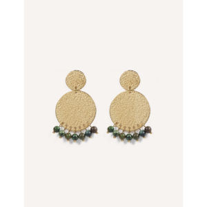 Boucles d'oreilles pendantes YFB E24 en pierre naturelle et acier inoxydable, collection Printemps-Été, longueur totale 4 cm, accessoire de mode en gros - Product Image 2