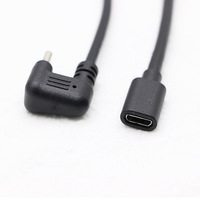 Kabel pengisi daya adaptor, USB C bentuk U 90 derajat, kabel USB mikro Tipe C laki-laki ke mikro USB perempuan