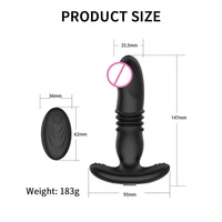 Vibrateur Plug Anal Télécommandé Sans Fil avec Fonctions de Poussée et de Vibration, Dildo 2-en-1 et Masseur de Prostate pour le Plaisir Féminin et Masculin
