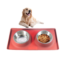 Gamelle double carrée en acier inoxydable pour animaux de compagnie (chats et chiens), anti-dérapante, anti-déversement, écologique, pour usage intérieur, personnalisable en usine