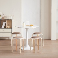 Tabouret en bois compact en gros d'usine, design minimaliste, assise en velours empilable, couleur personnalisable, pour appartement, ferme, chambre à coucher