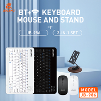 Mouse dan Keyboard Nirkabel BT Universal 3 in 1 dengan Dudukan Desktop, Set Bisnis Isi Ulang untuk Tablet dan Ponsel